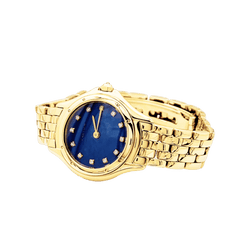 Montre Femme CARTIER, "Cougar", or jaune, index diamants.