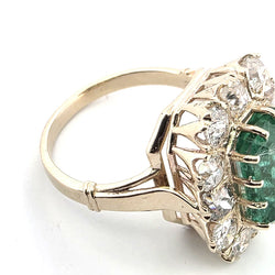 "Entourage" Ring in Yellow Gold, Emerald, and Diamonds