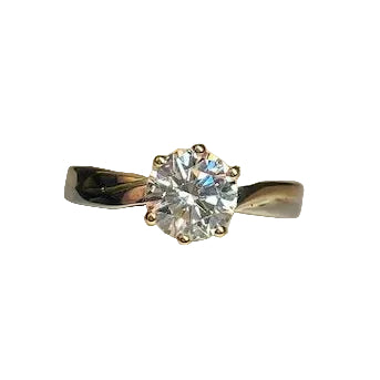 Solitaire Ring in White gold, Yellow gold, and Diamond