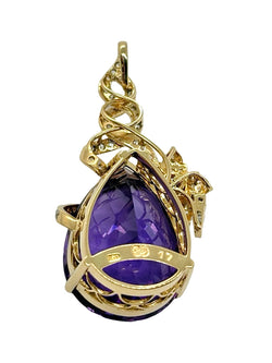 Yellow gold pendant with Amethyst and diamonds
