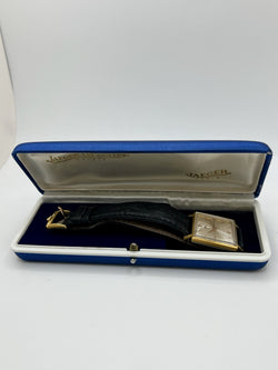 JAEGER-LECOULTRE "Vintage Carrée" Watch in Gold-plated, Silver, Steel, and Leather