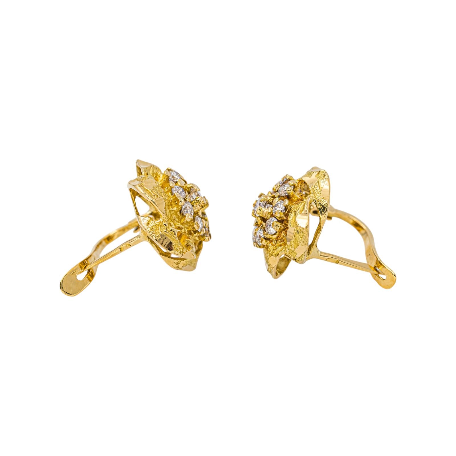 Yellow Gold Diamond Earrings