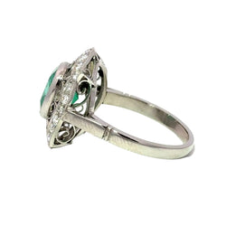 Cocktail Ring in Platinum, Emerald, and Diamonds