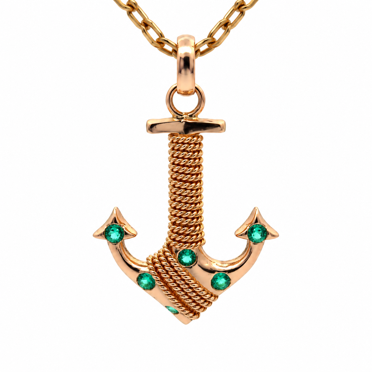 Pendentif en or jaune et émeraudes