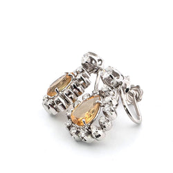 White gold earrings with citrines and diamonds