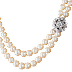 White Gold, Platinum, and Diamond Pearl Necklace