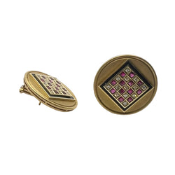 Boucles d'oreilles Clips en or jaune, rubis et diamants