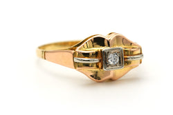 Tank Ring in White gold, Yellow gold and Diamonds