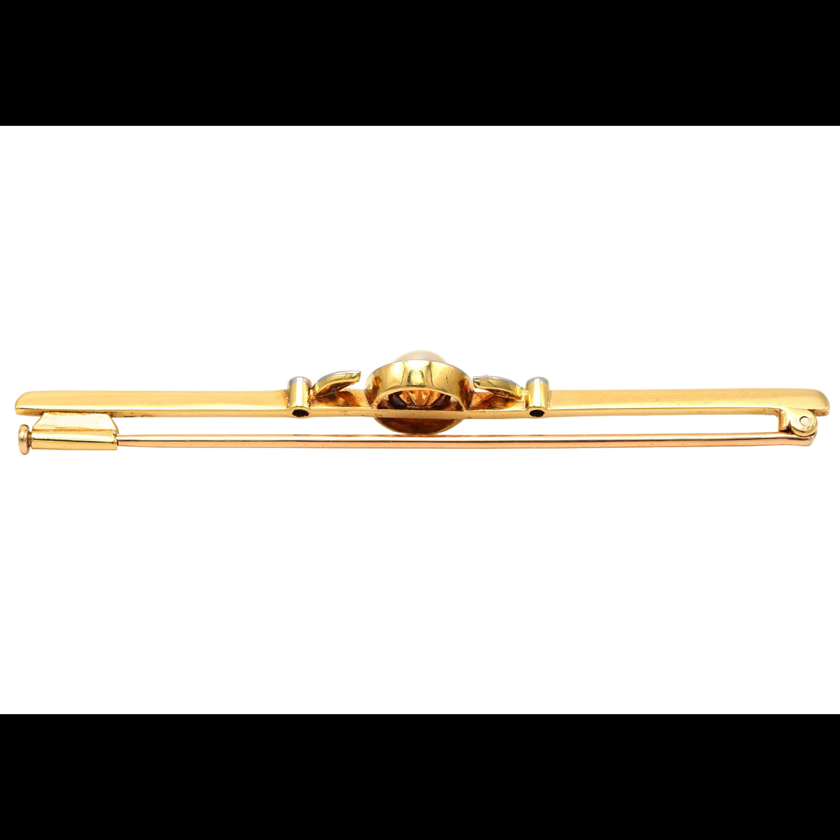 Yellow Gold Brooch with Pearl and Diamonds