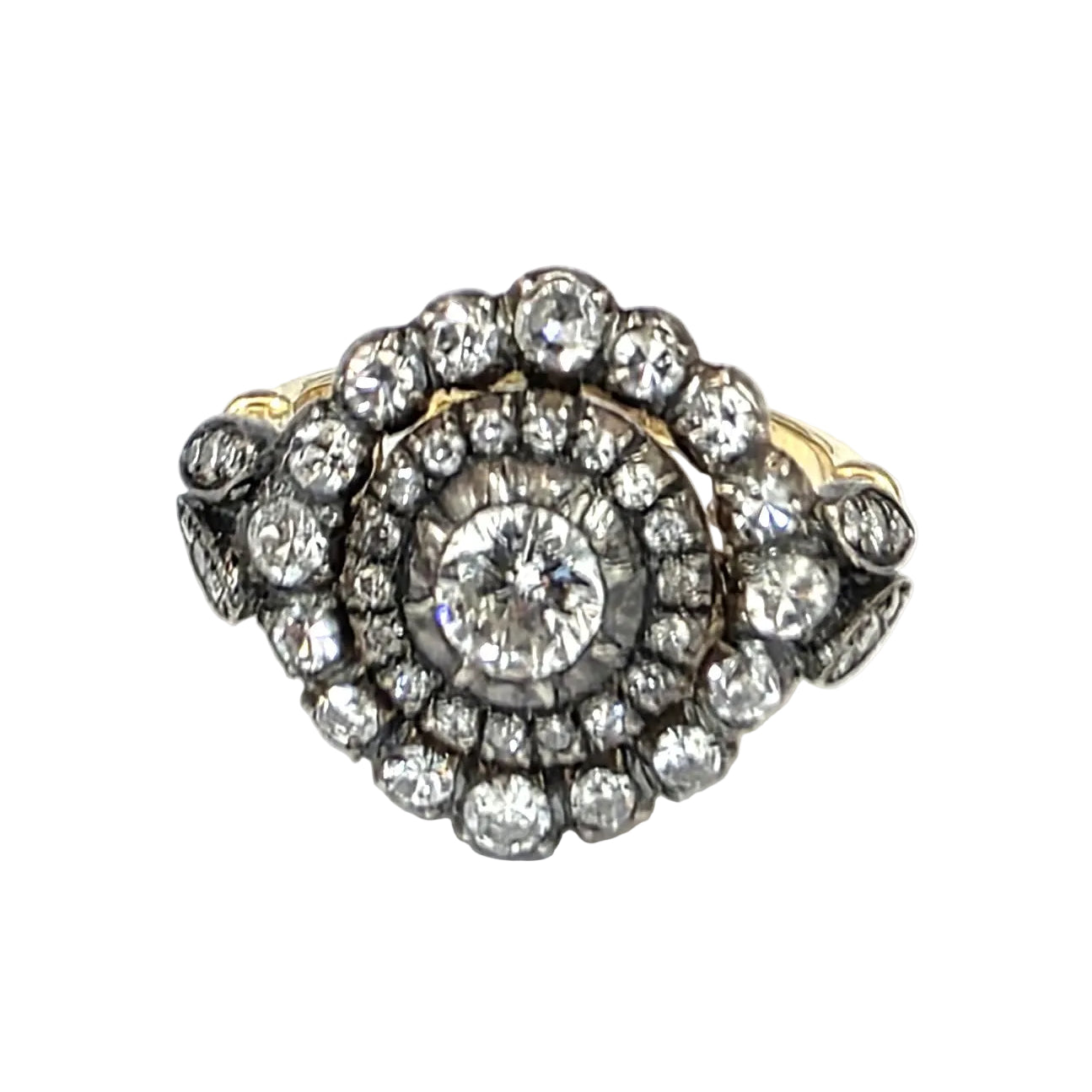 Entourage Ring in yellow gold, silver, and diamonds