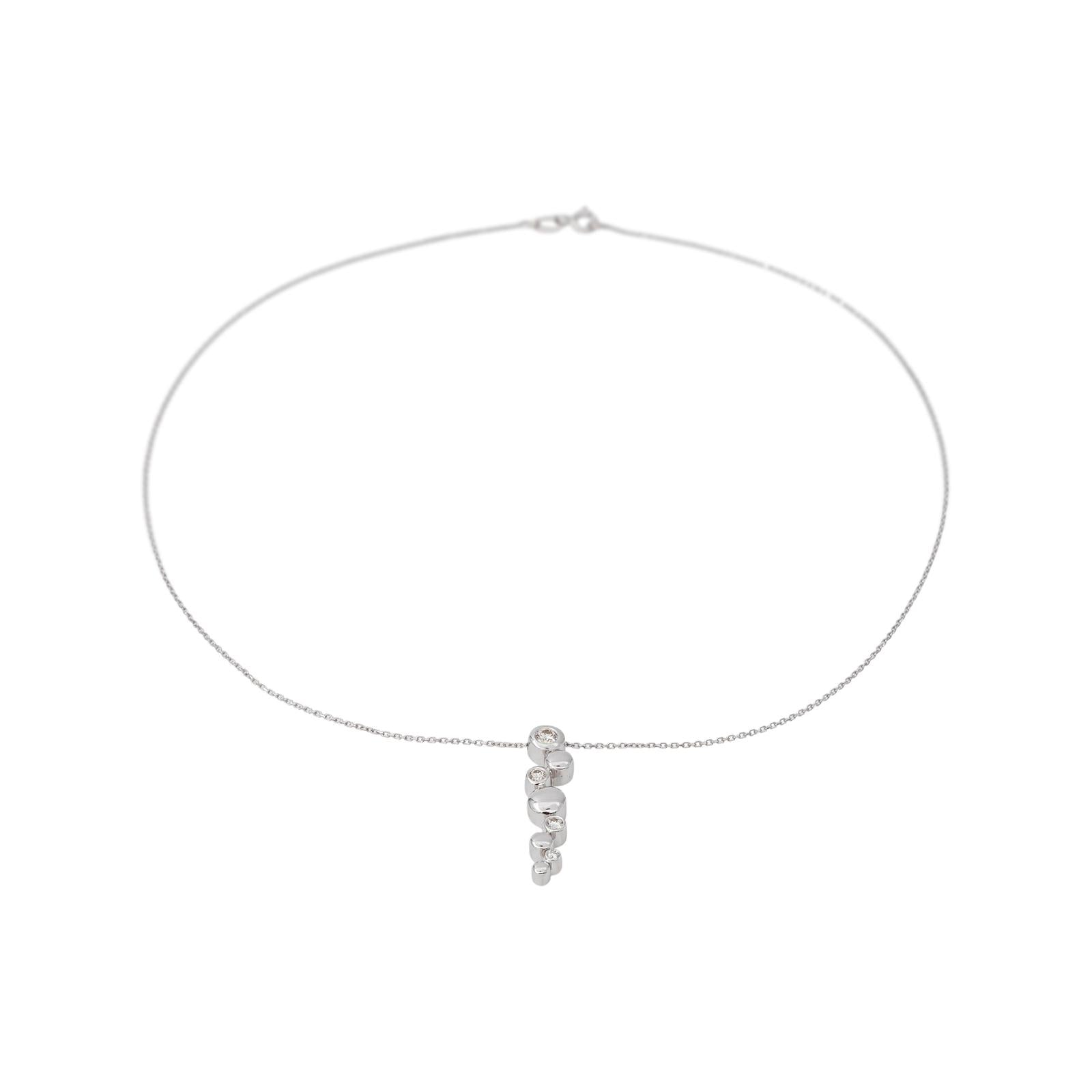 White Gold Forçat Link Necklace with Diamonds