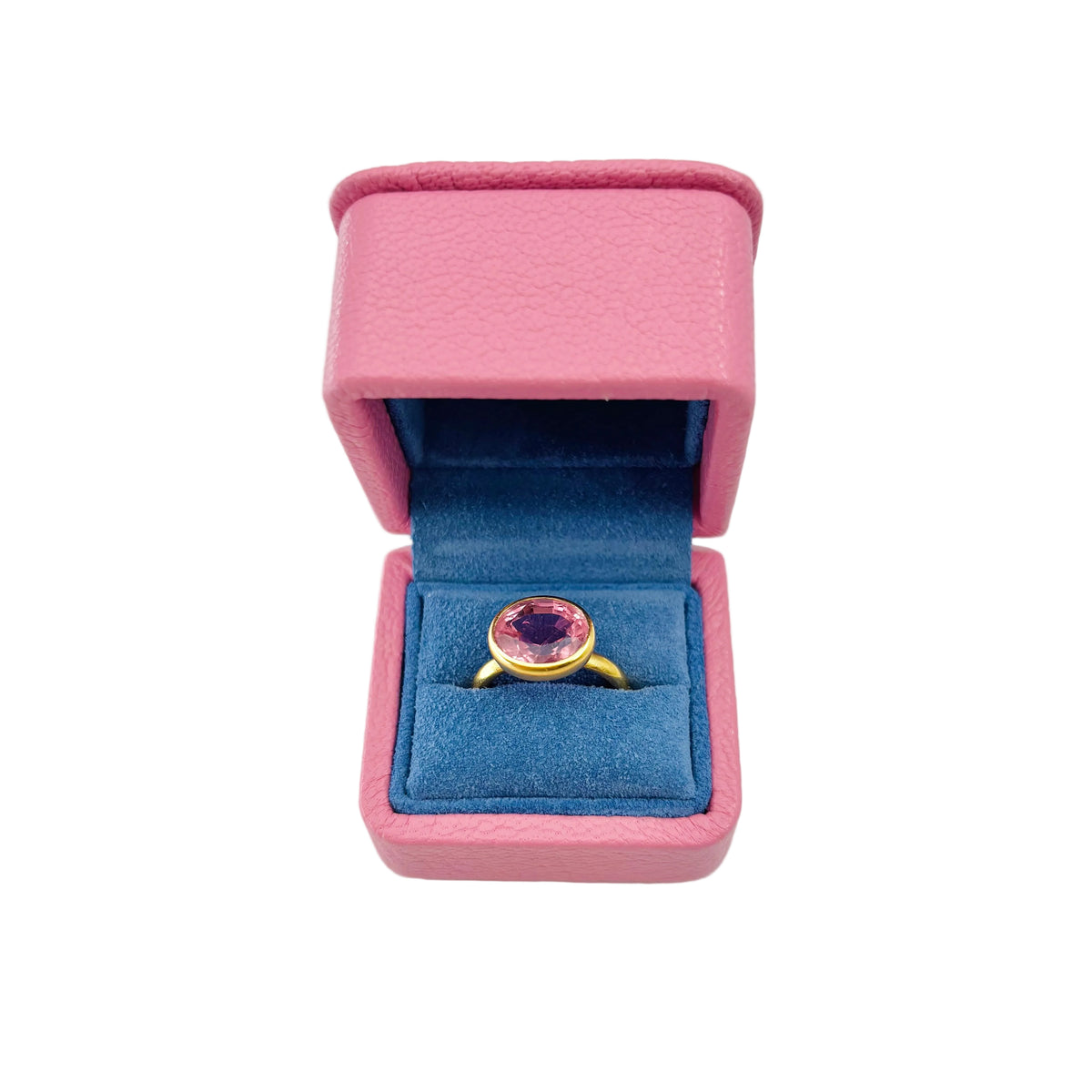 MARIE-HÉLÈNE DE TAILLAC "Princess" Solitaire Ring in 22-carat yellow gold with a pink Tourmaline