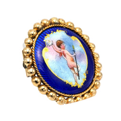 Yellow Gold and Enamel Brooch