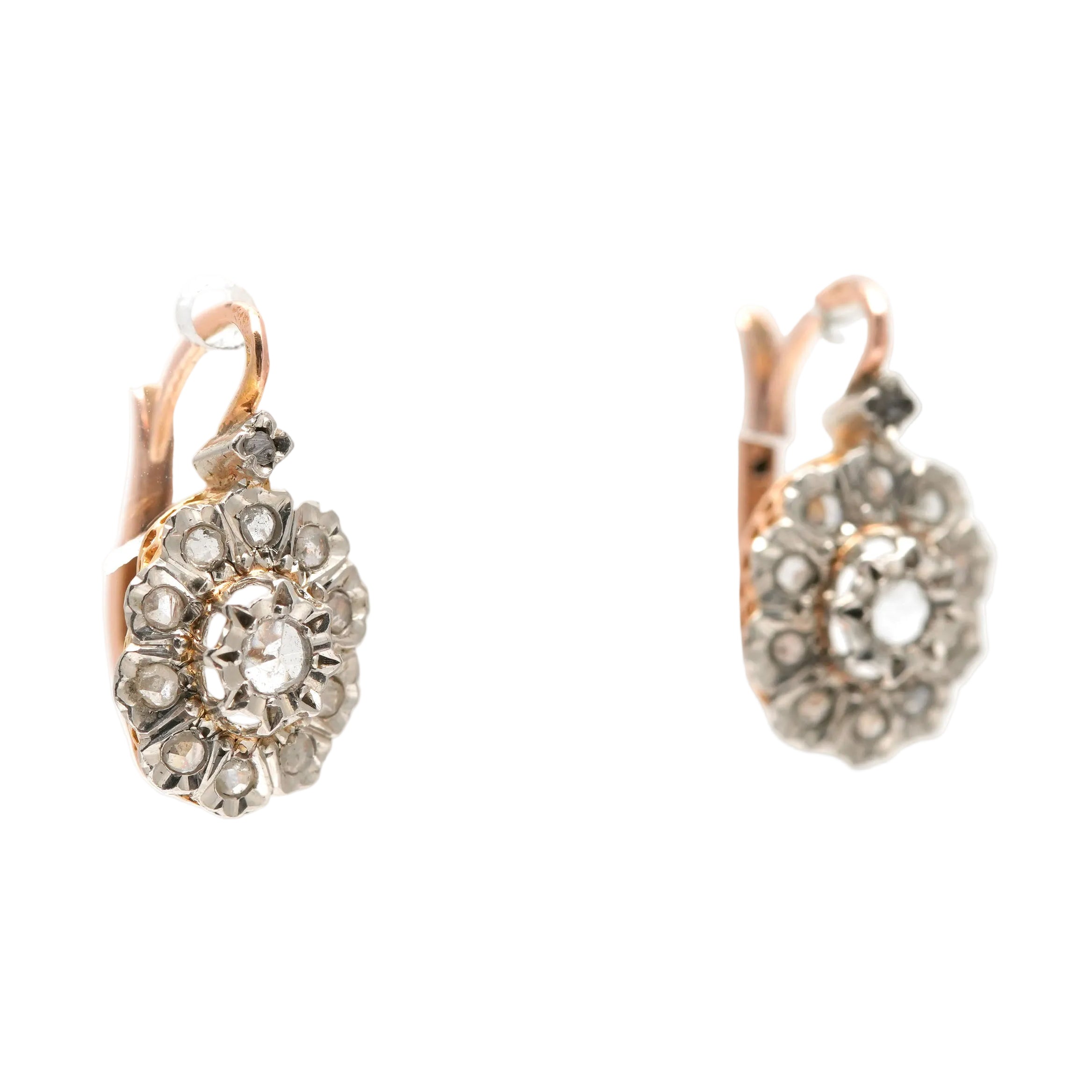 Yellow Gold and Diamond Lever-back Earrings