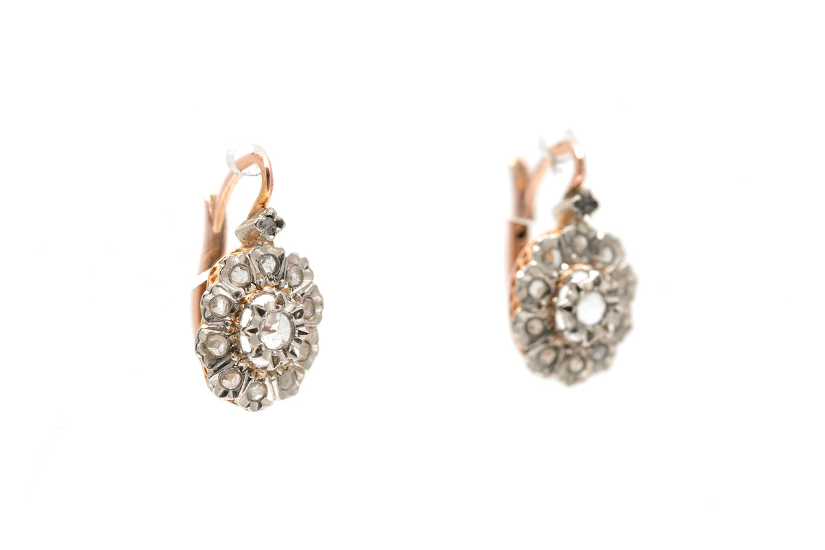 Yellow Gold and Diamond Lever-back Earrings