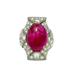Gold Platinum, Ruby and Diamond Entourage Ring