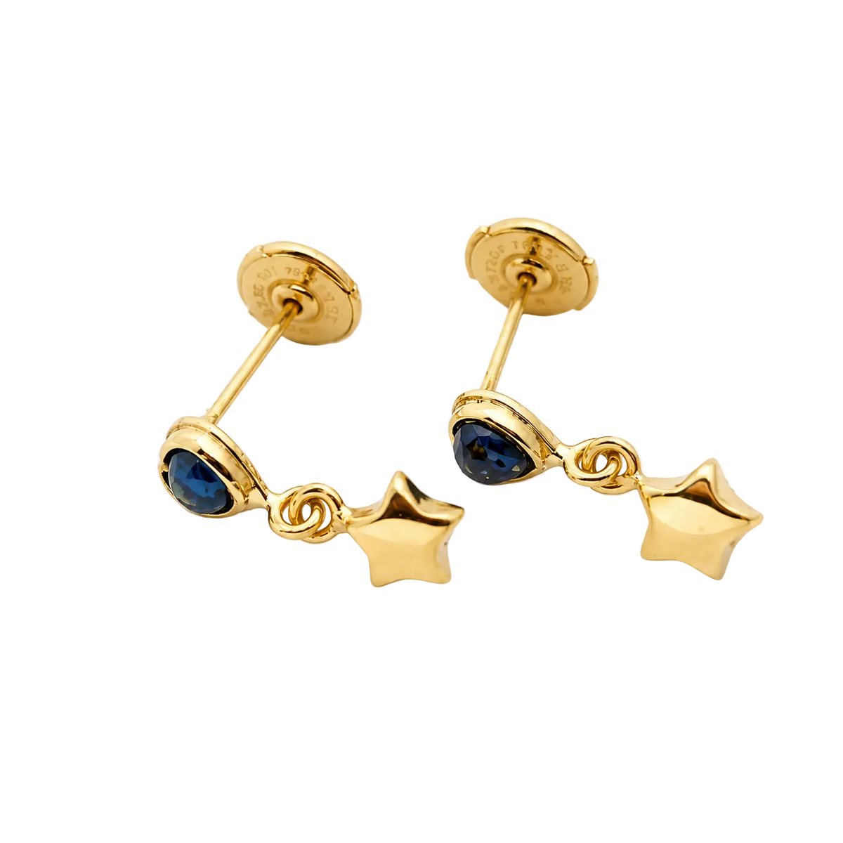 Yellow Gold and Sapphire Dangle Earrings