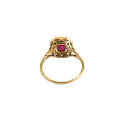 Yellow gold ring with rubies and diamonds