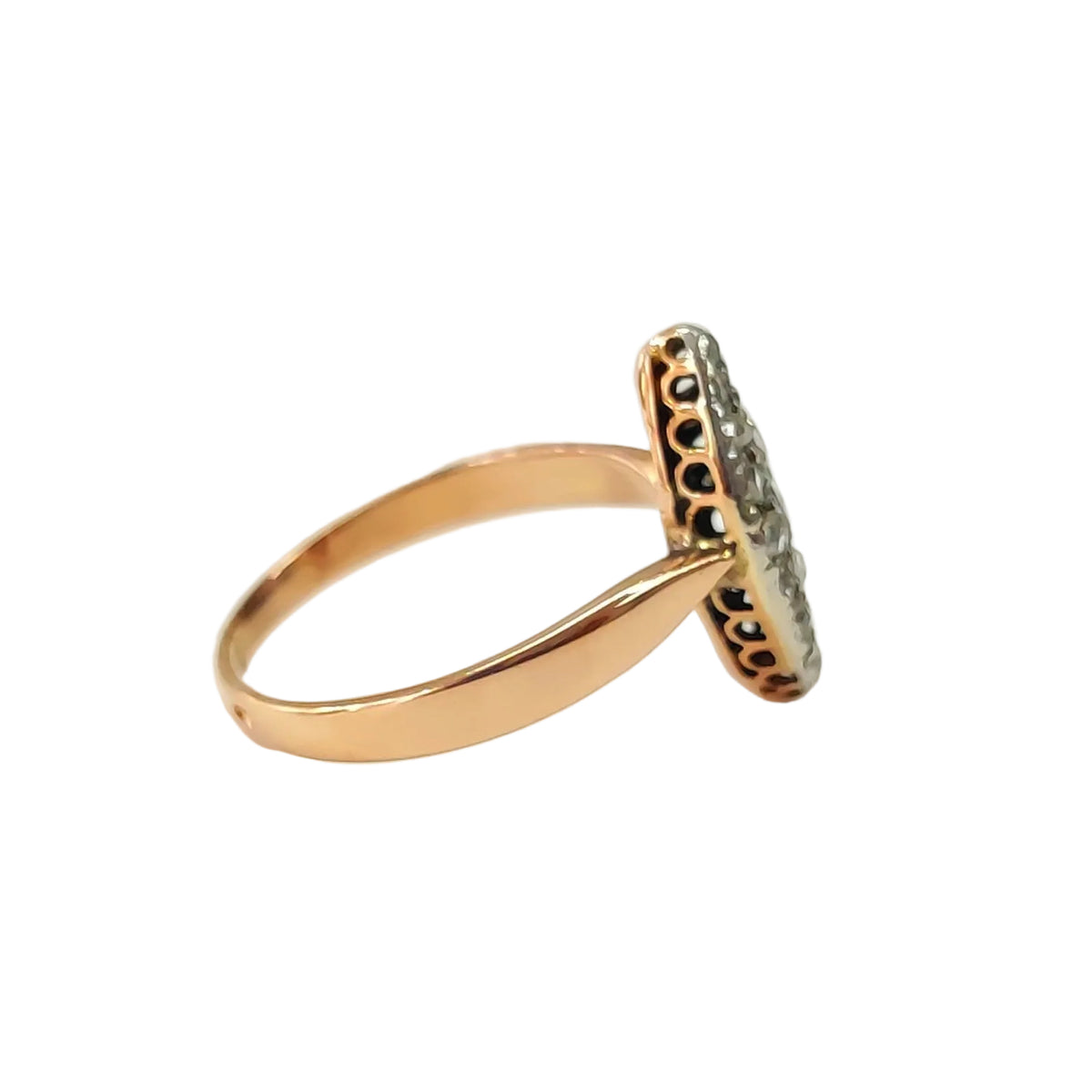 Marquise Ring in Rose Gold, Platinum, and Diamonds
