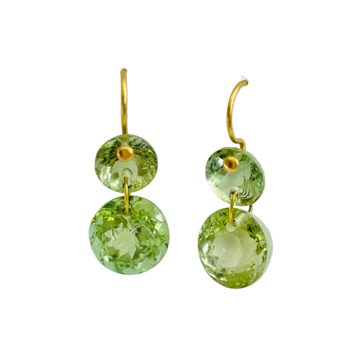 MARIE-HÉLÈNE DE TAILLAC "Gem Incandescence" Dangle Earrings in yellow gold and green Tourmaline