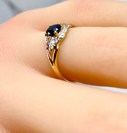 Gold, Sapphire, and Diamond Ring