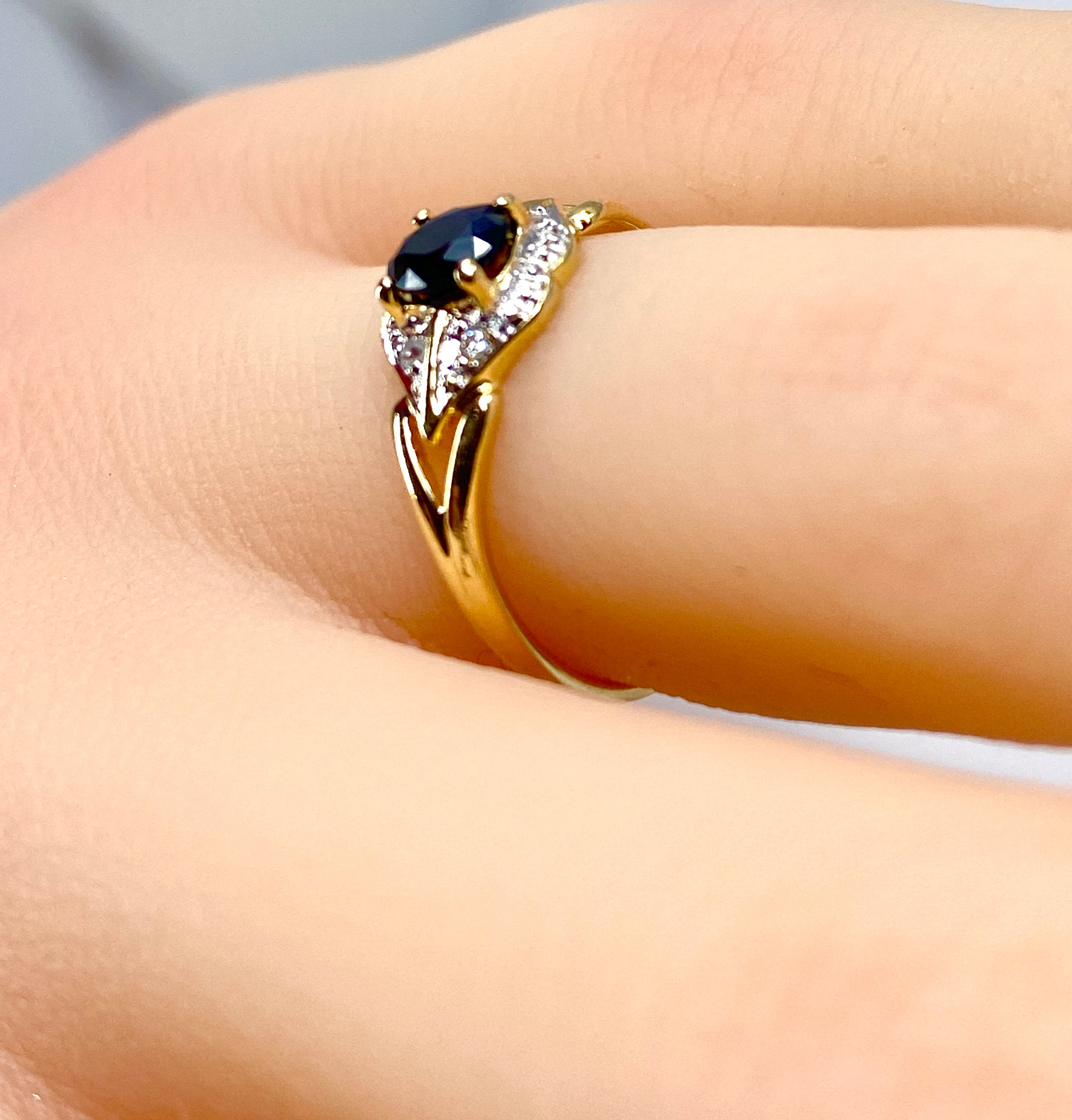 Gold, Sapphire, and Diamond Ring
