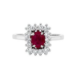 Entourage Ring in White gold, Ruby and Diamonds
