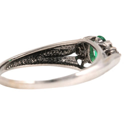 Bague Trilogie en or blanc, émeraude et diamants