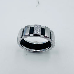 CHAUMET "Class One" Bandeau Ring in white gold, diamonds, and rubber