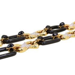 Convertible Yellow Gold Link Necklace with Onyx and Diamonds