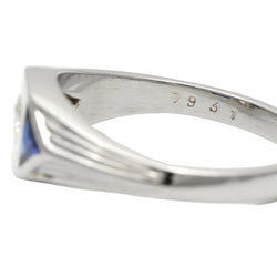 Trilogy Ring in White Gold, Sapphires, and Diamonds