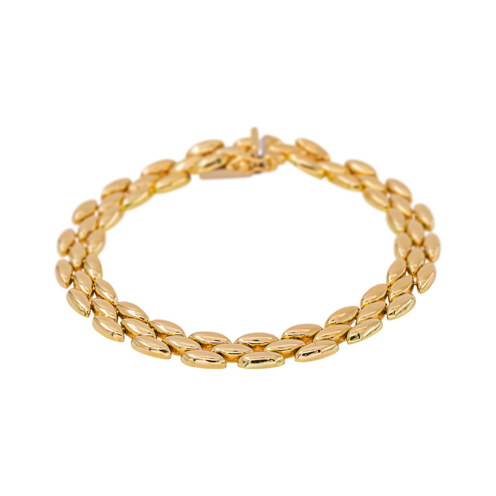Yellow Gold Rice-Grain Link Bracelet