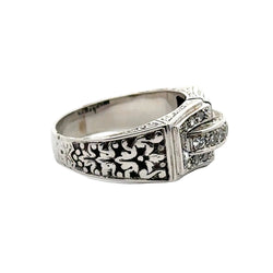 White Gold Signet Ring with Diamonds