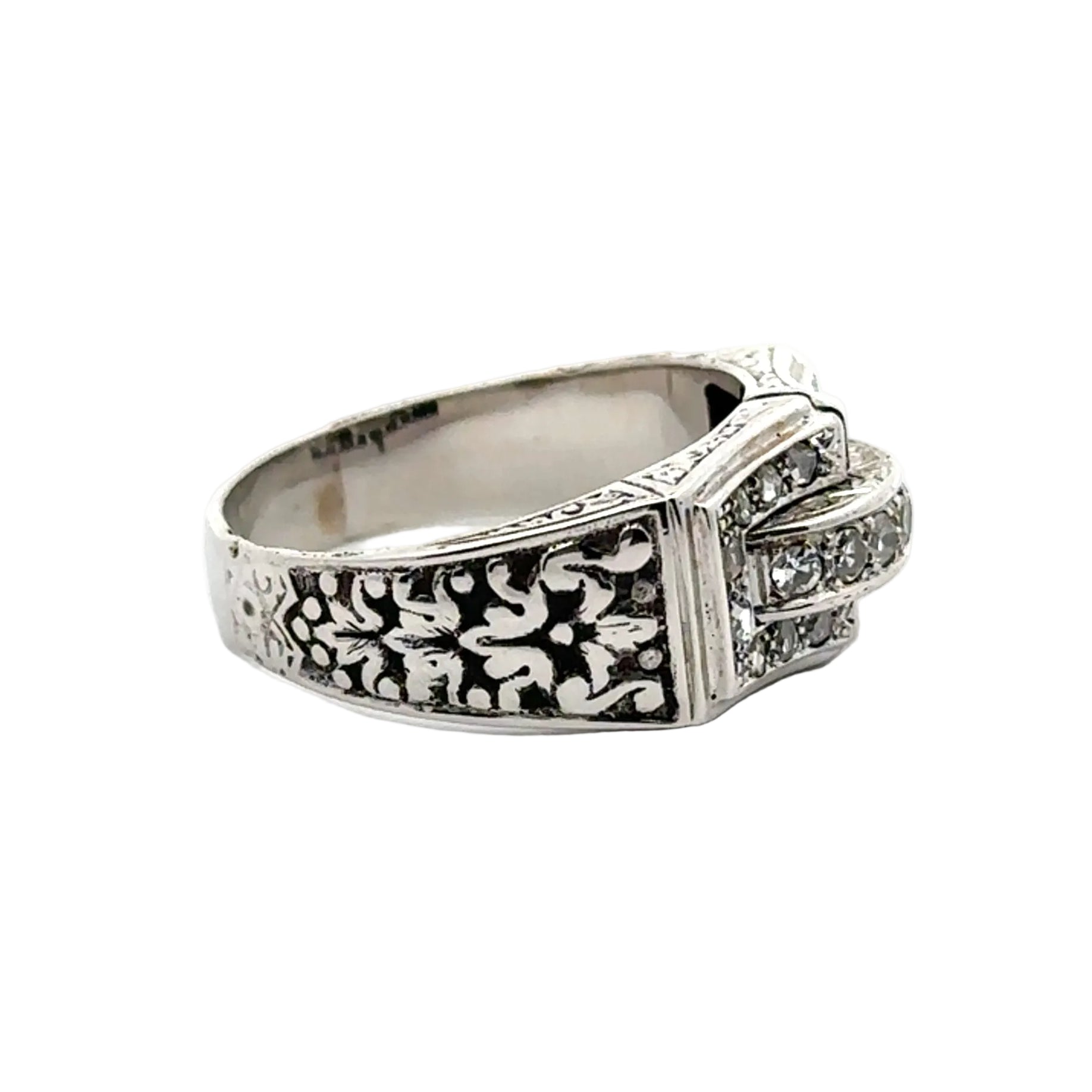 White Gold Signet Ring with Diamonds