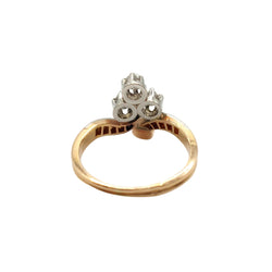Ring made of rose gold, Platinum, a pearl, and diamonds