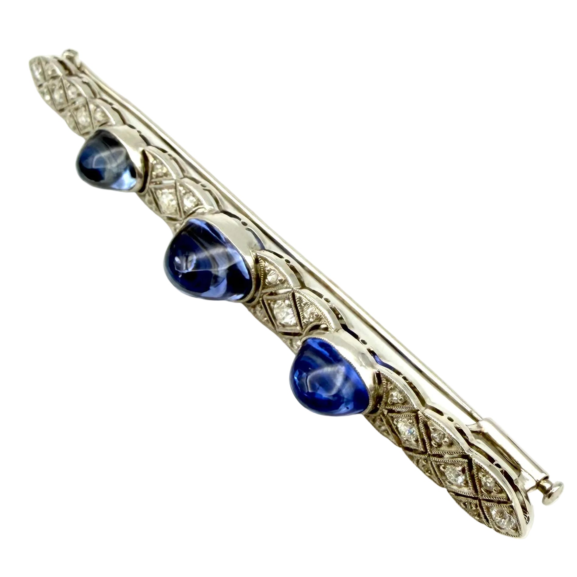 Platinum Brooch with Sapphires and Diamonds