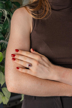 Marquise Ring in White gold with Rubies
