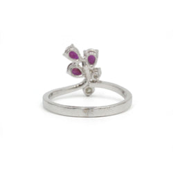 White gold ring with diamonds and rubies