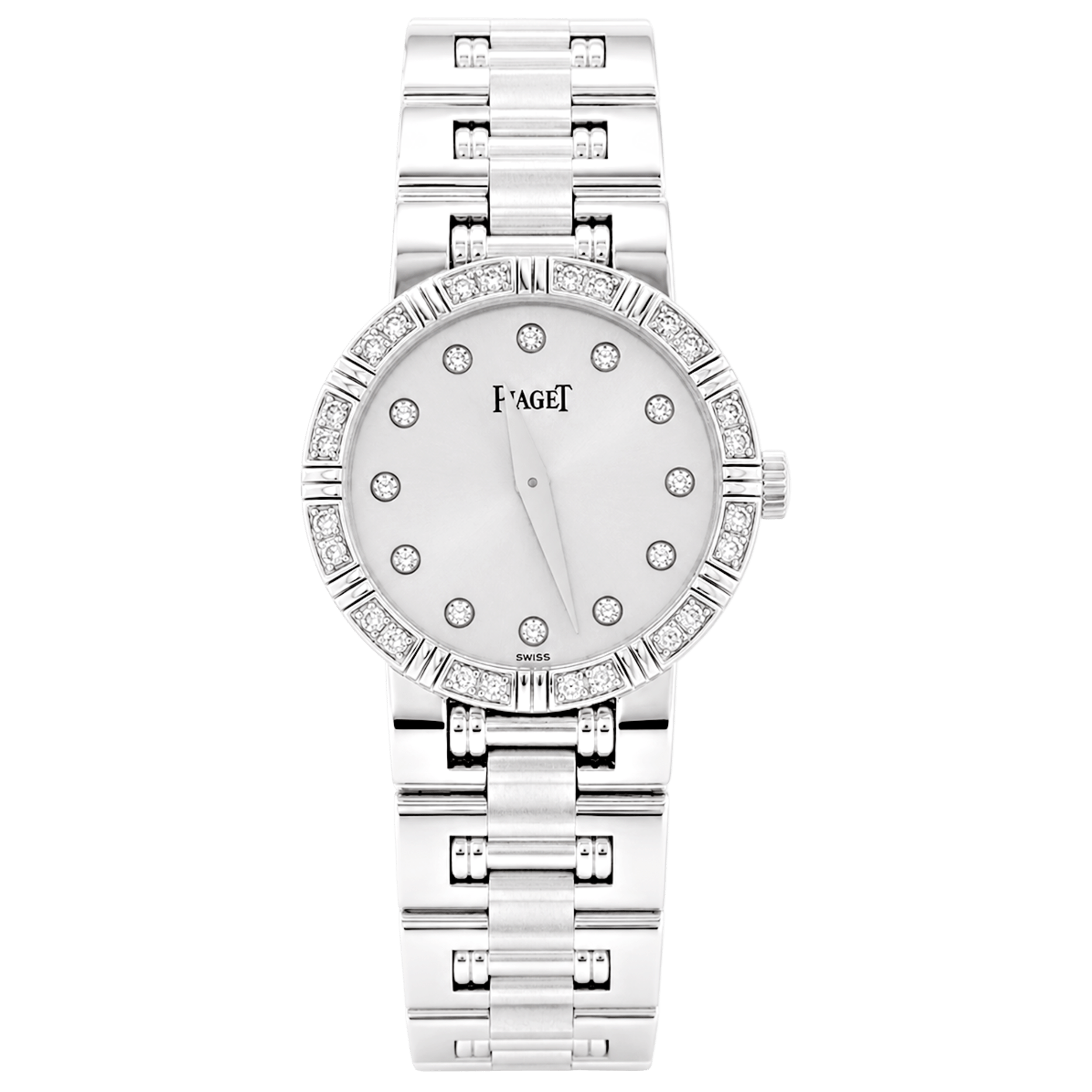 Montre Piaget, "Dancer", or blanc, diamants.