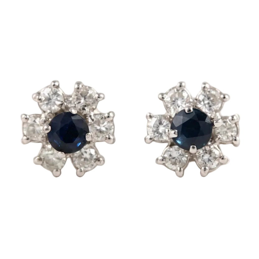 White Gold Earrings with Sapphires and Diamonds