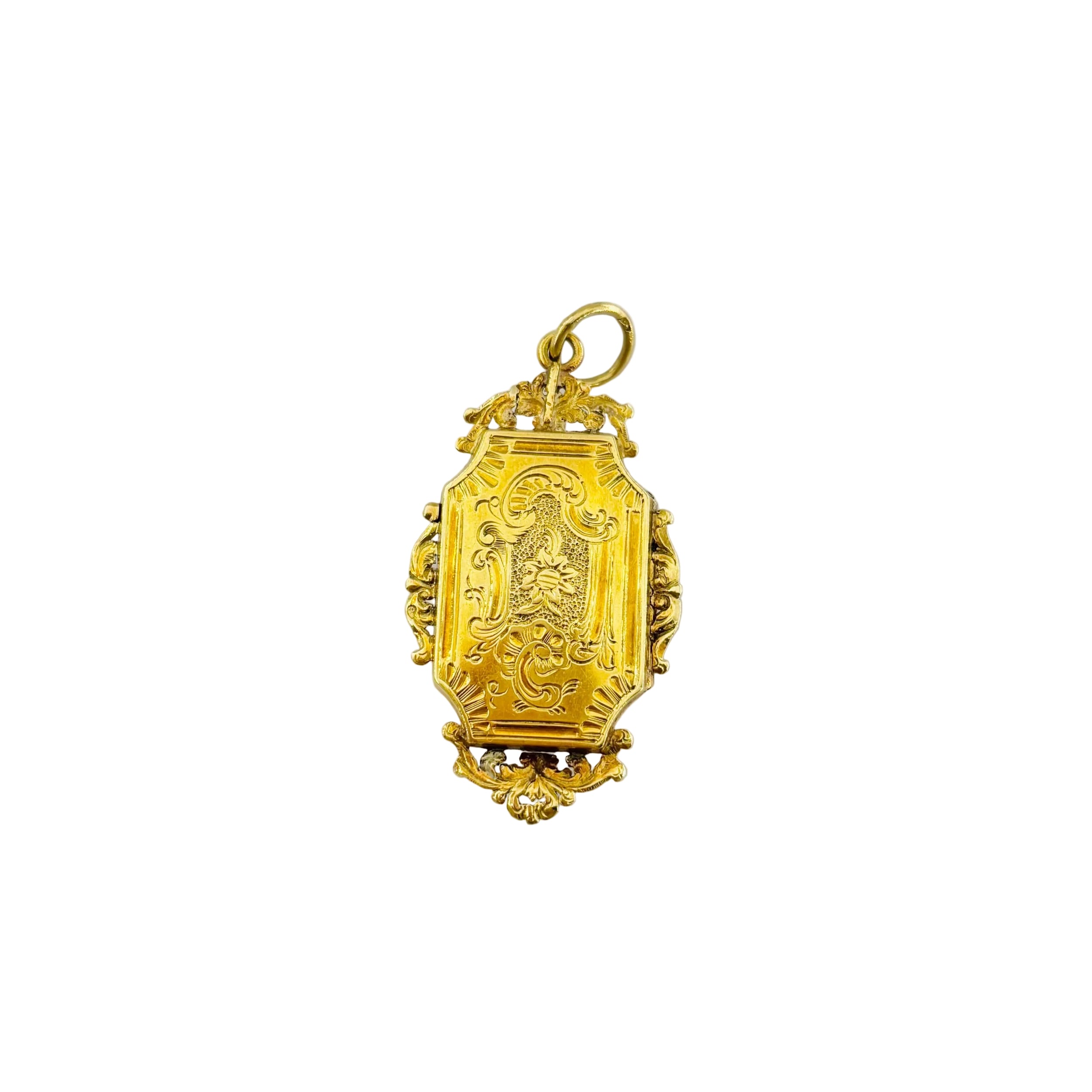 Yellow gold locket with pearls and emeralds