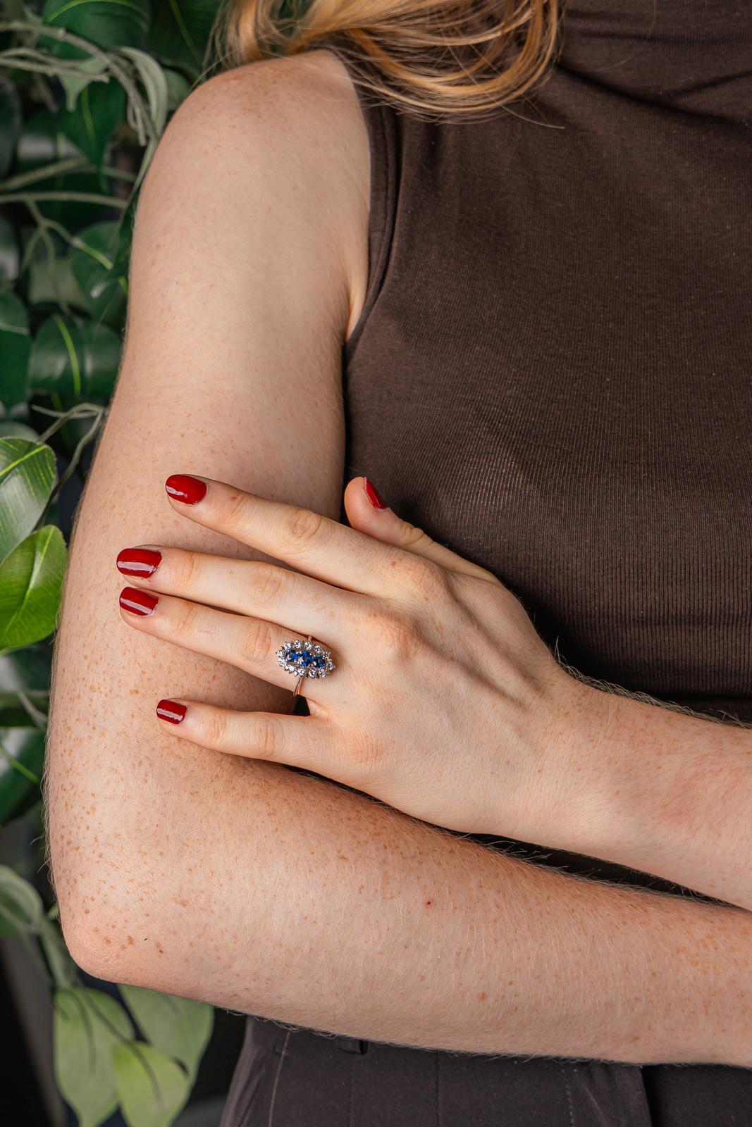 White Gold Marquise Ring with Sapphire