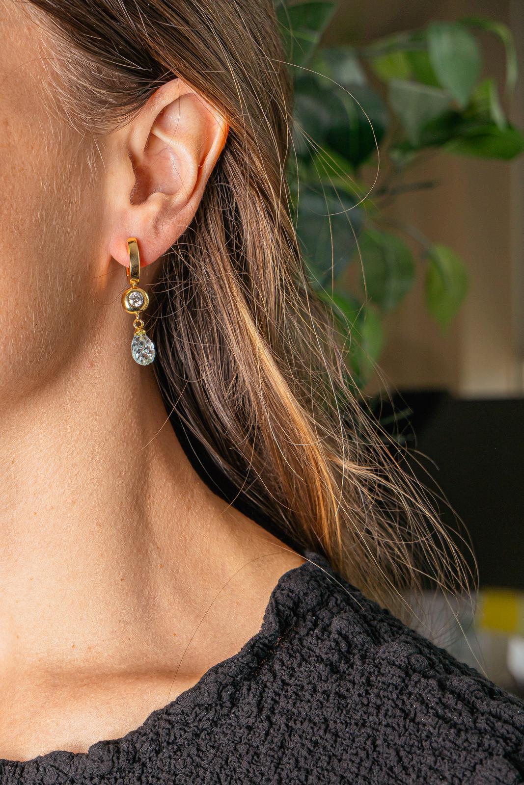 Yellow gold Aquamarine Earrings