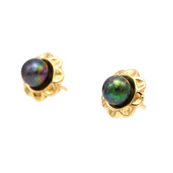 Yellow Gold and Pearl Earrings