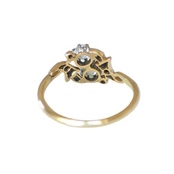 Bague Toi & Moi en or jaune, platine et diamants