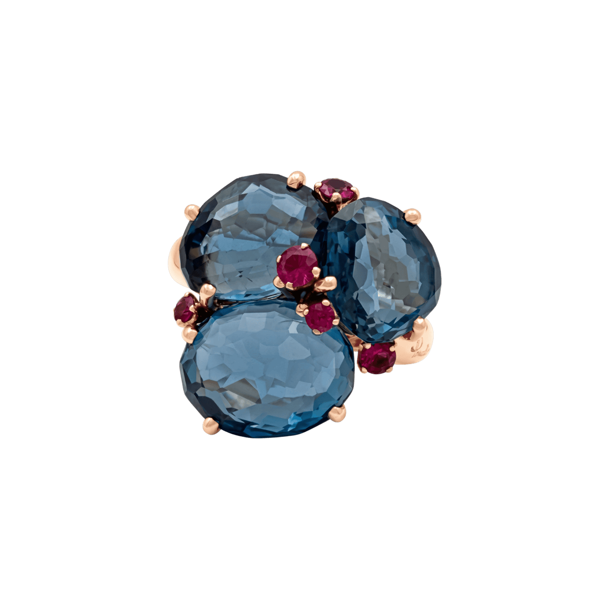POMELLATO "Bahia" Cocktail Ring in rose gold, Topaz, and Sapphire