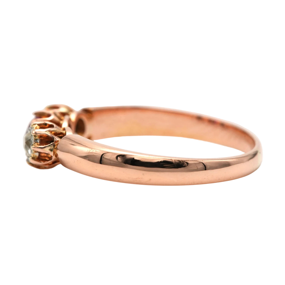 Trilogy Ring in Yellow Gold, Sapphire, and Diamonds