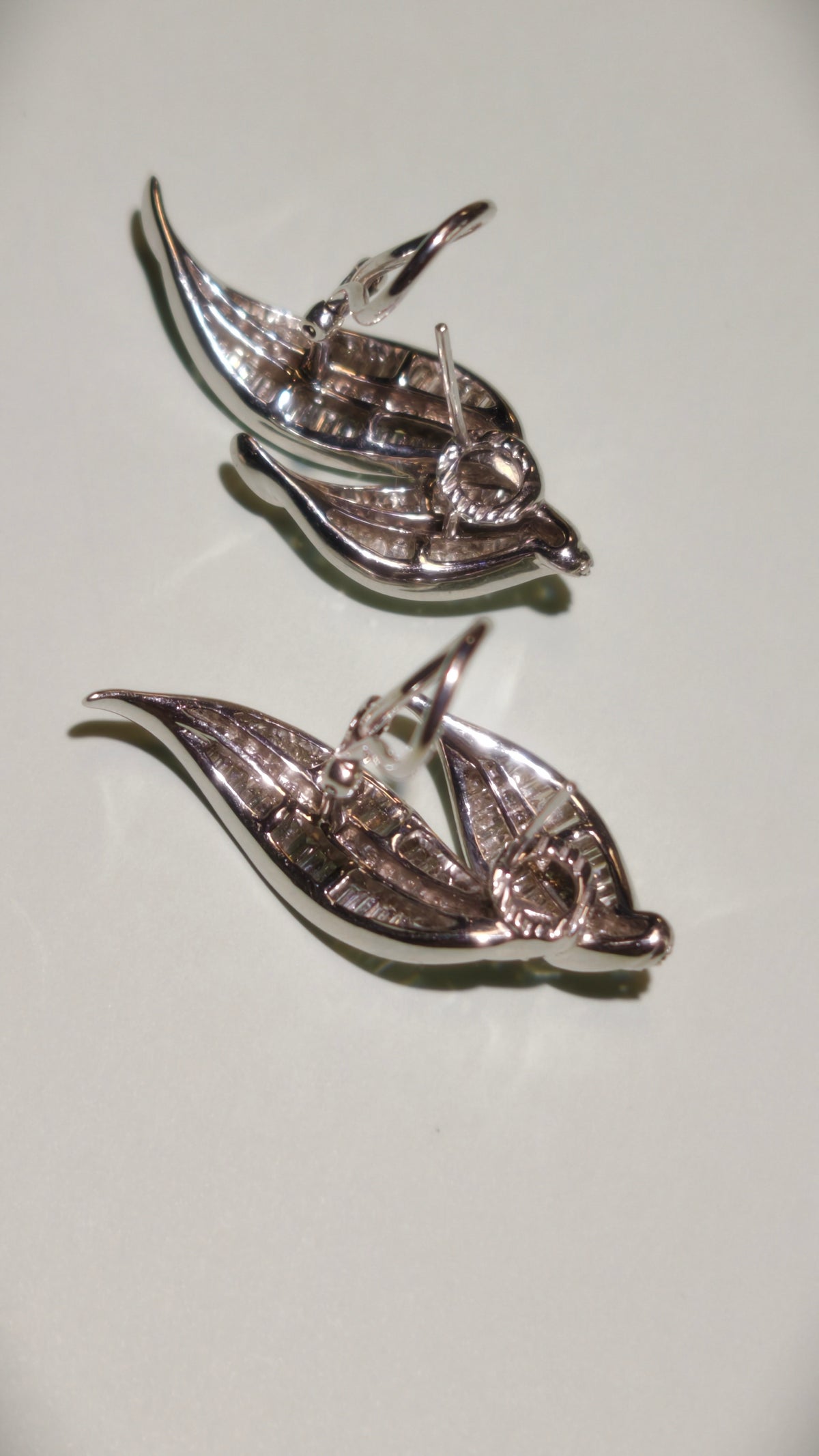 White Gold, Platinum, and Diamond Clip-On Earrings