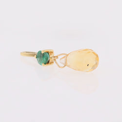 Yellow gold pendant with emerald and citrine
