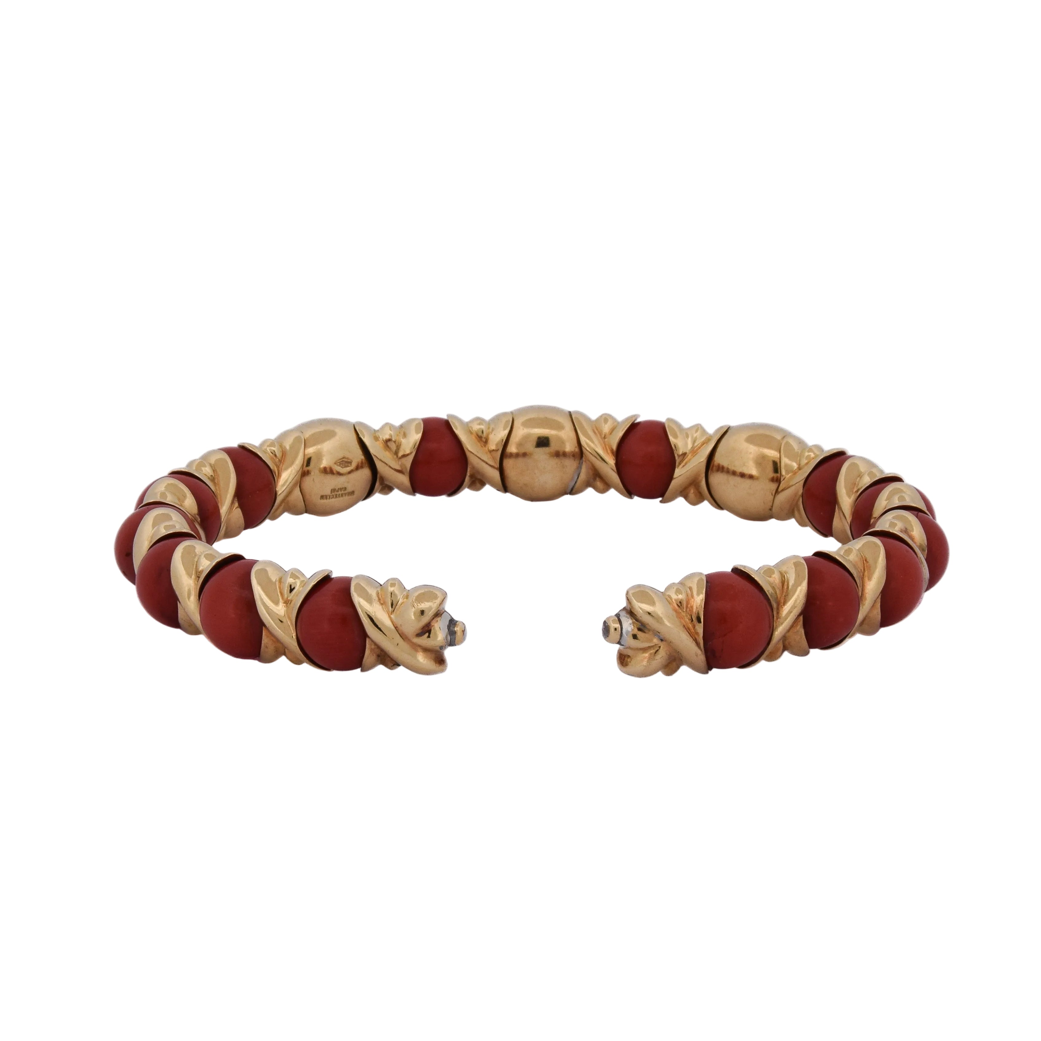 Bracelet Bangle CHANTECLER CAPRI in Yellow gold, Coral and Diamonds